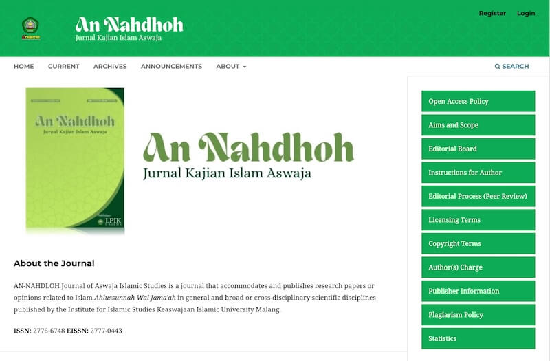 ojs jurnal an nahdhoh